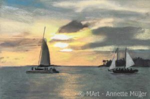 Pastellbild Sunset in Key West - Sonnenuntergang in Key West