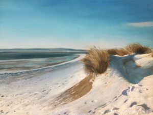 Pastellbild Winterstrand auf Sylt